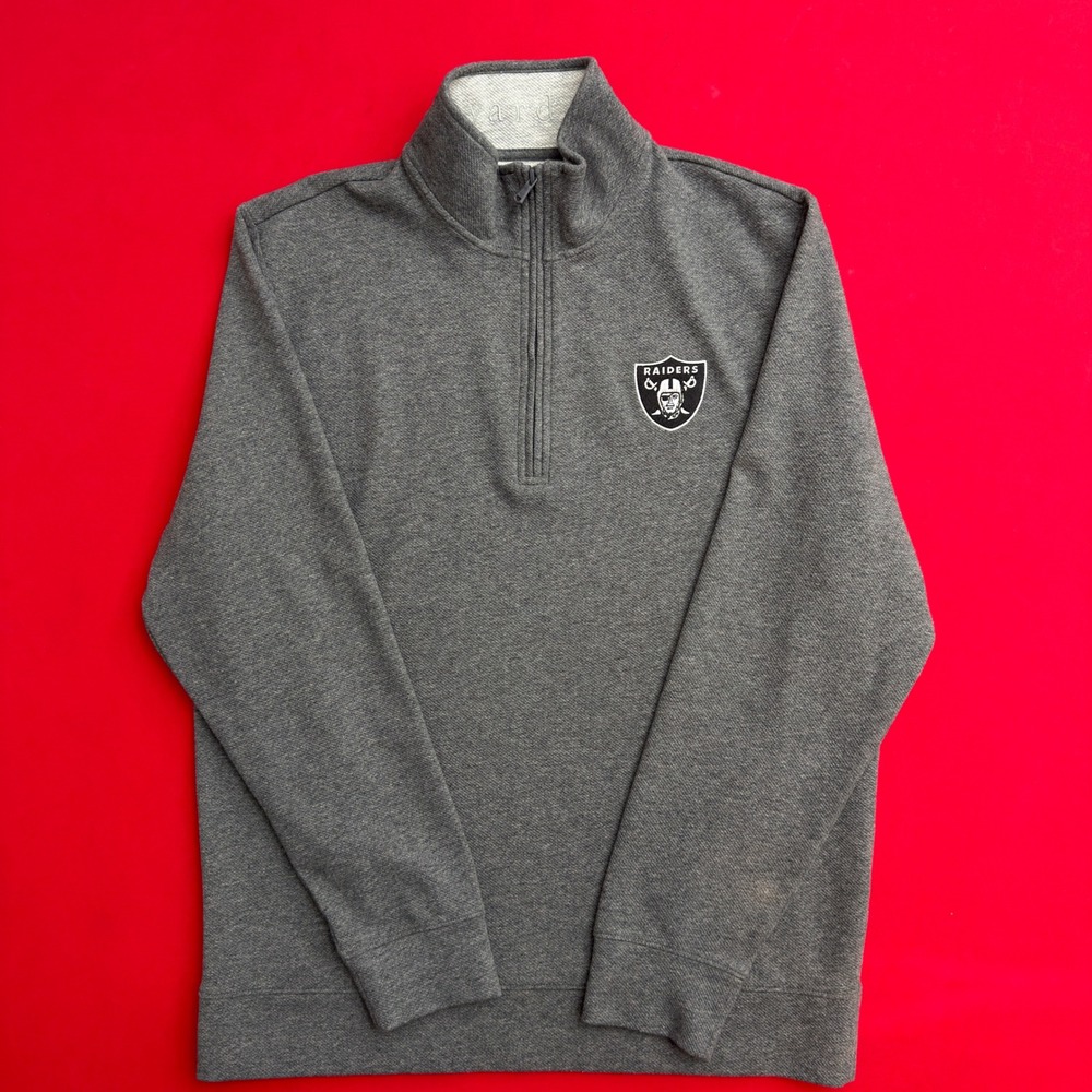 Vineyard Vines Mens Las Vegas Raiders Quarter Zip Pullover Gray Large NFL Logo